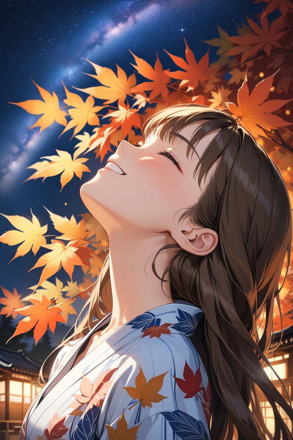 宵の紅葉を楽しむ