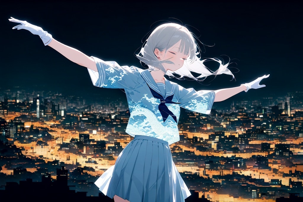 ALTAIRで夜景と少女