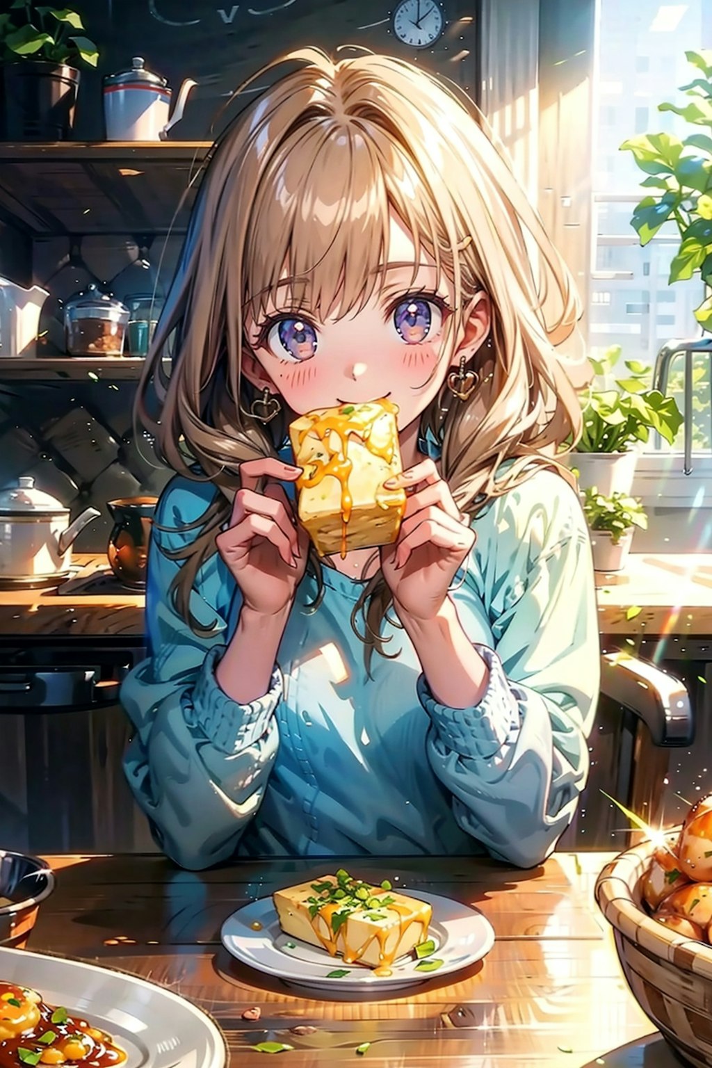 これハッシュドポテトにバターを乗せた物やない。女の子が厚揚げに軽くバターをかけたものを食べてるだけや