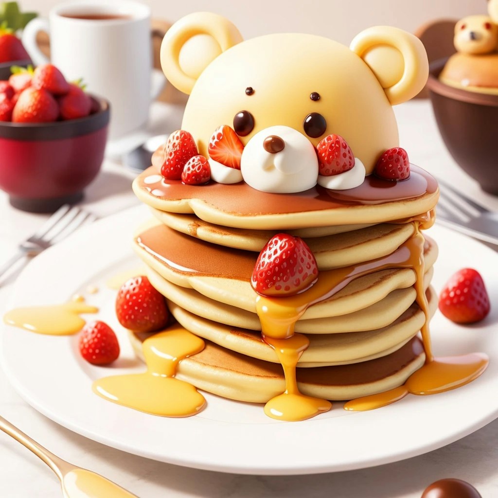 Pudding And Pancake Art Yellow Bear🧸