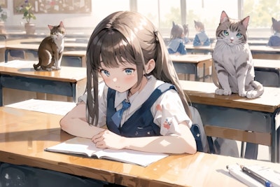 猫と少女(study) : 2023.08.23