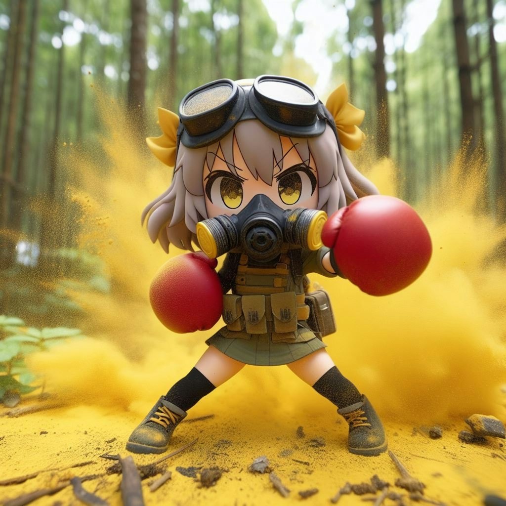 【謎画像】拳で花粉と闘う女の子
