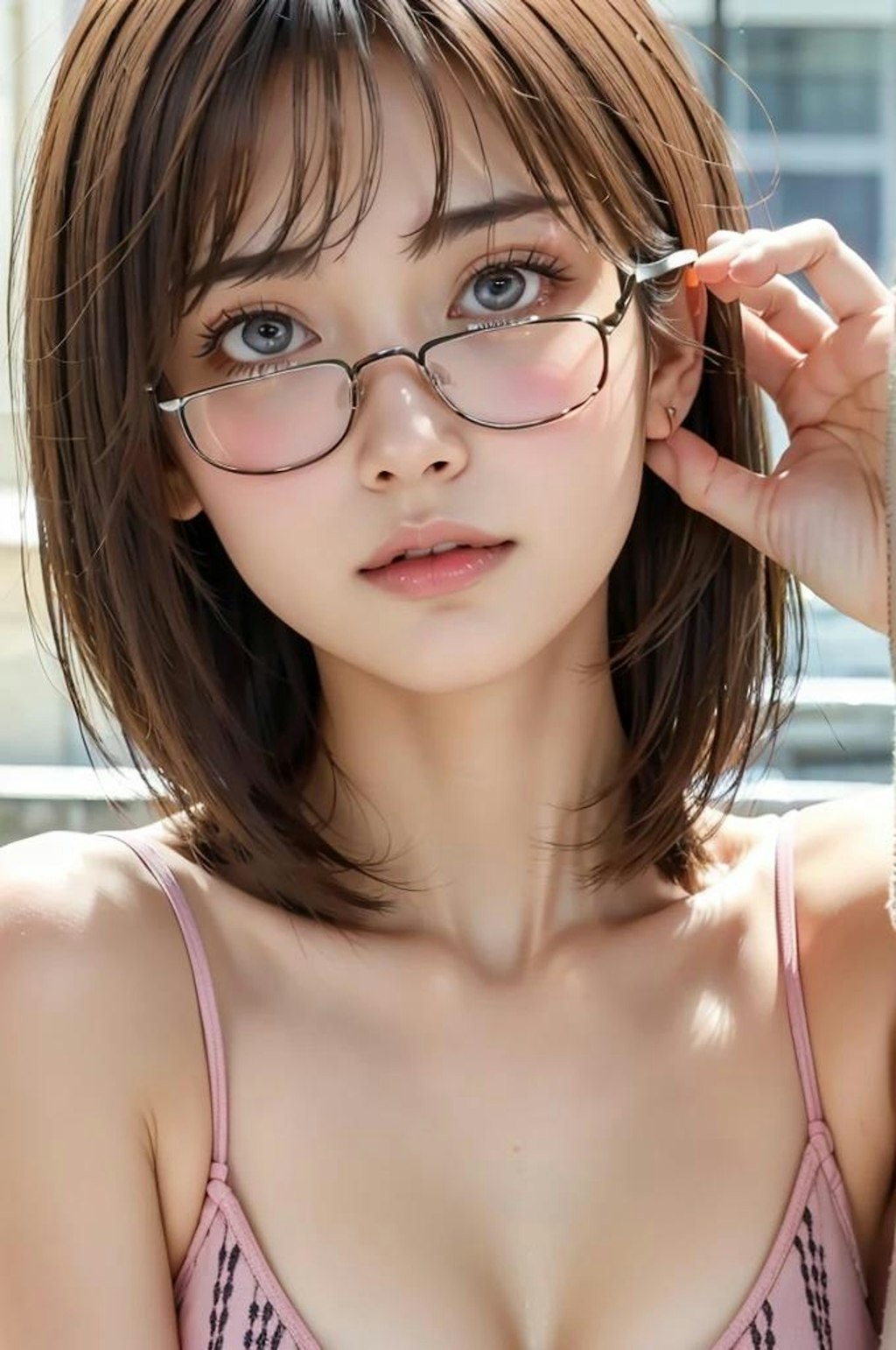 ショートヘアー眼鏡少女