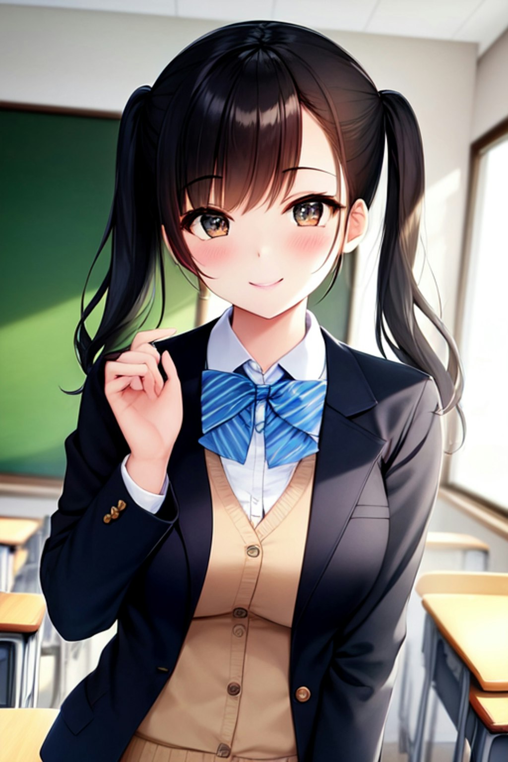 黒髪ツインテJK