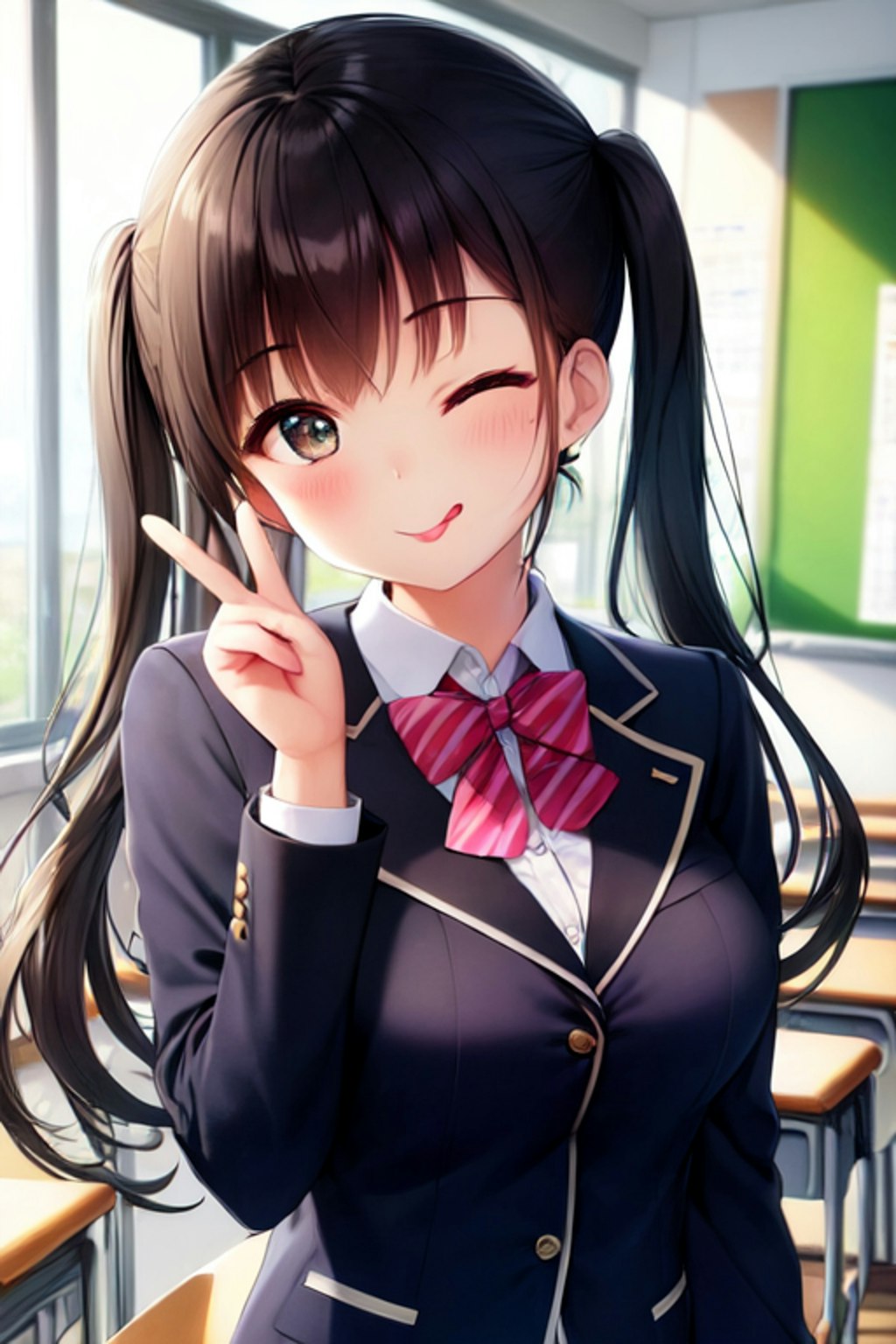 黒髪ツインテJK
