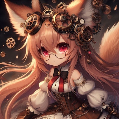 steampunk fox with glass
