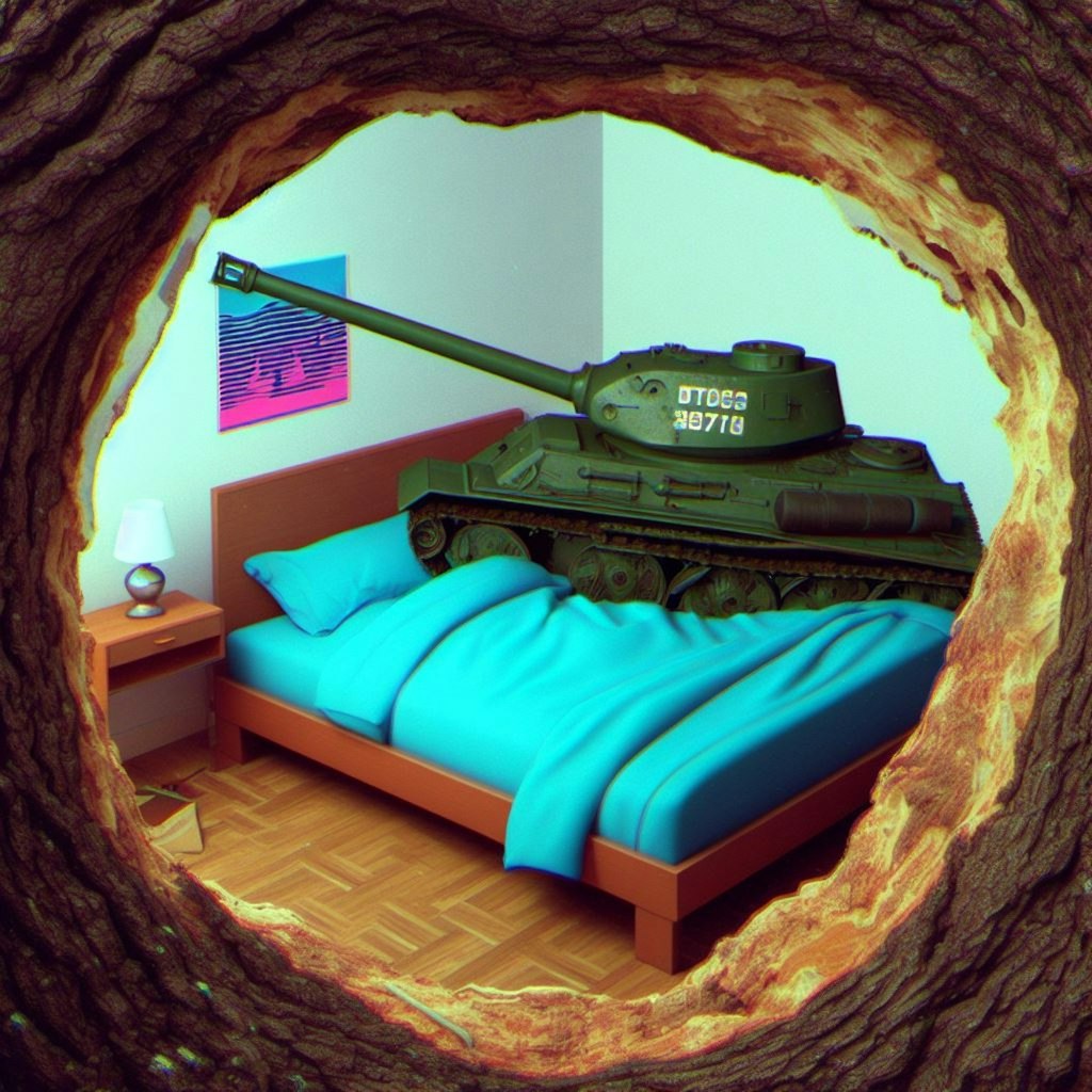 Tank rest in tree hole (1)