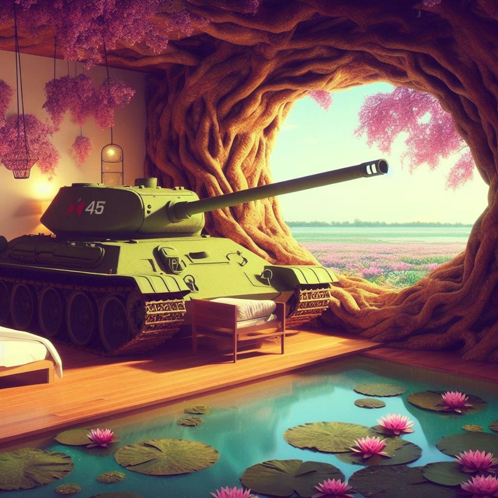 Tank rest in tree hole (1)