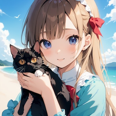 ネコを抱える女の子