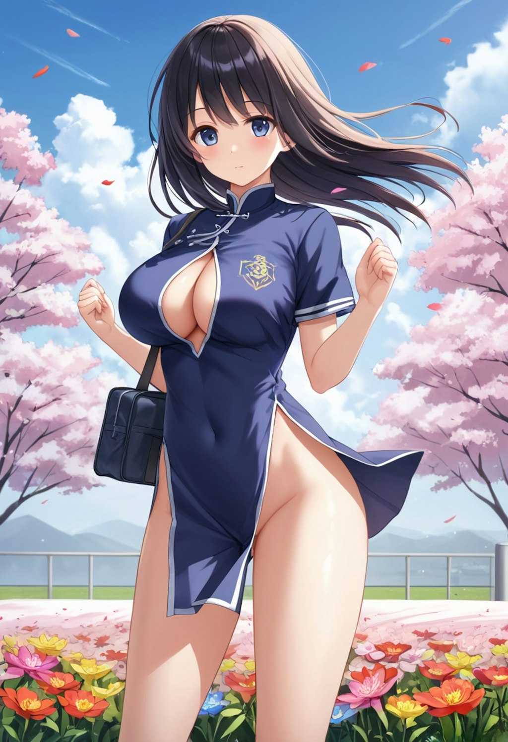 スリット入り学園制服