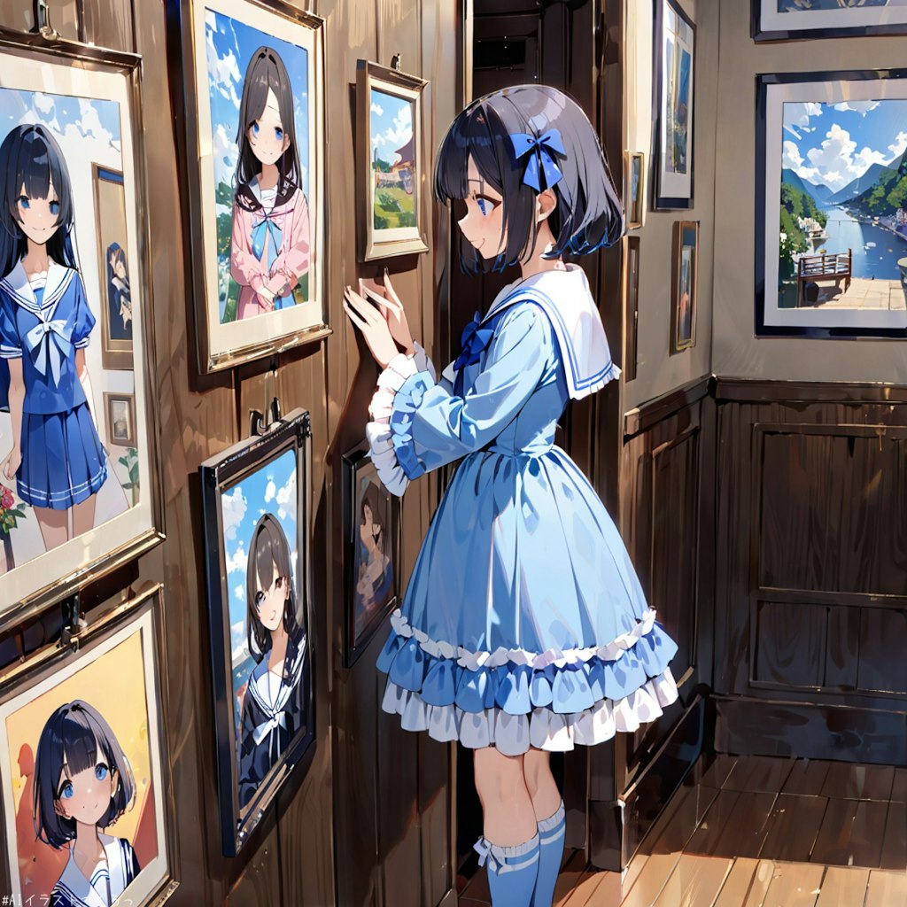 バードちゃん、絵画を眺める