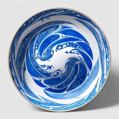 White porcelain dyed bule-wave pattern platter