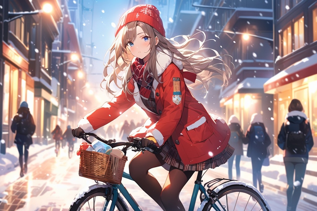 自転車で疾走する少女