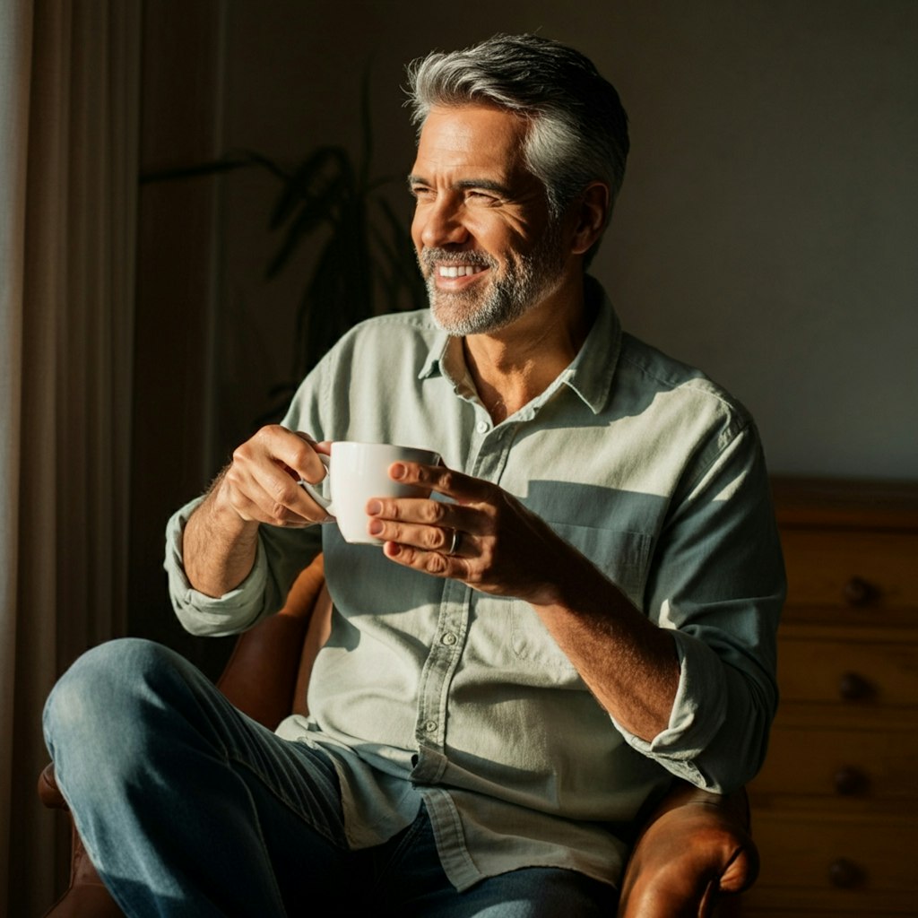 コーヒーを飲む男性