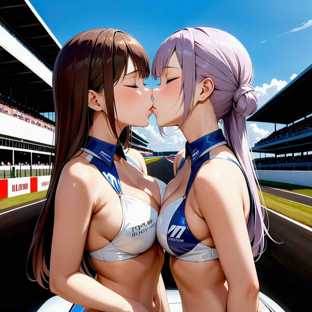 イラスト調キスするレースクイーン