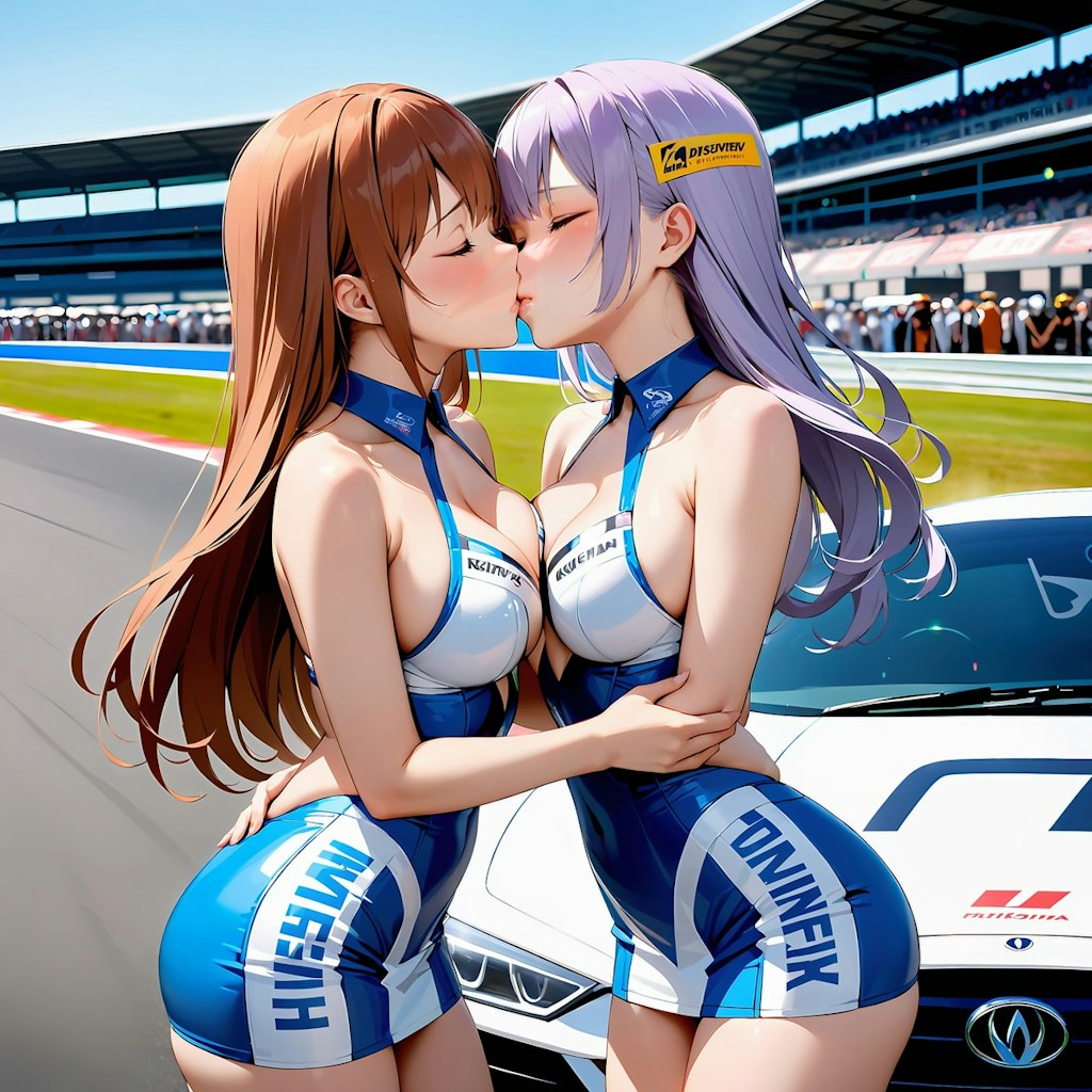 イラスト調キスするレースクイーン