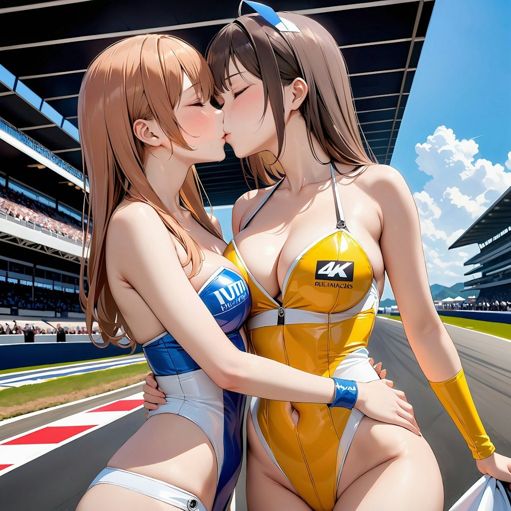 イラスト調キスするレースクイーン