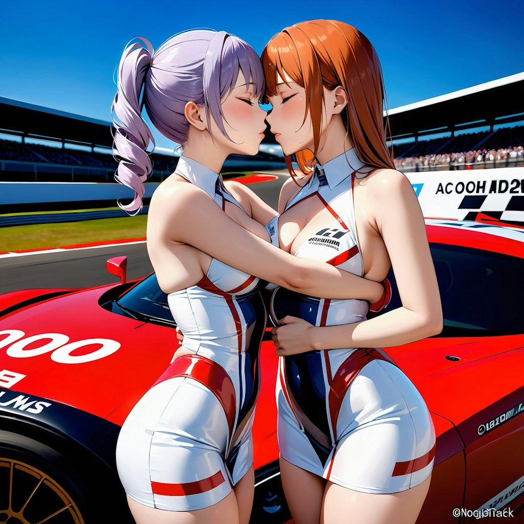 イラスト調キスするレースクイーン