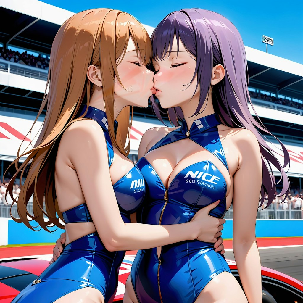 イラスト調キスするレースクイーン