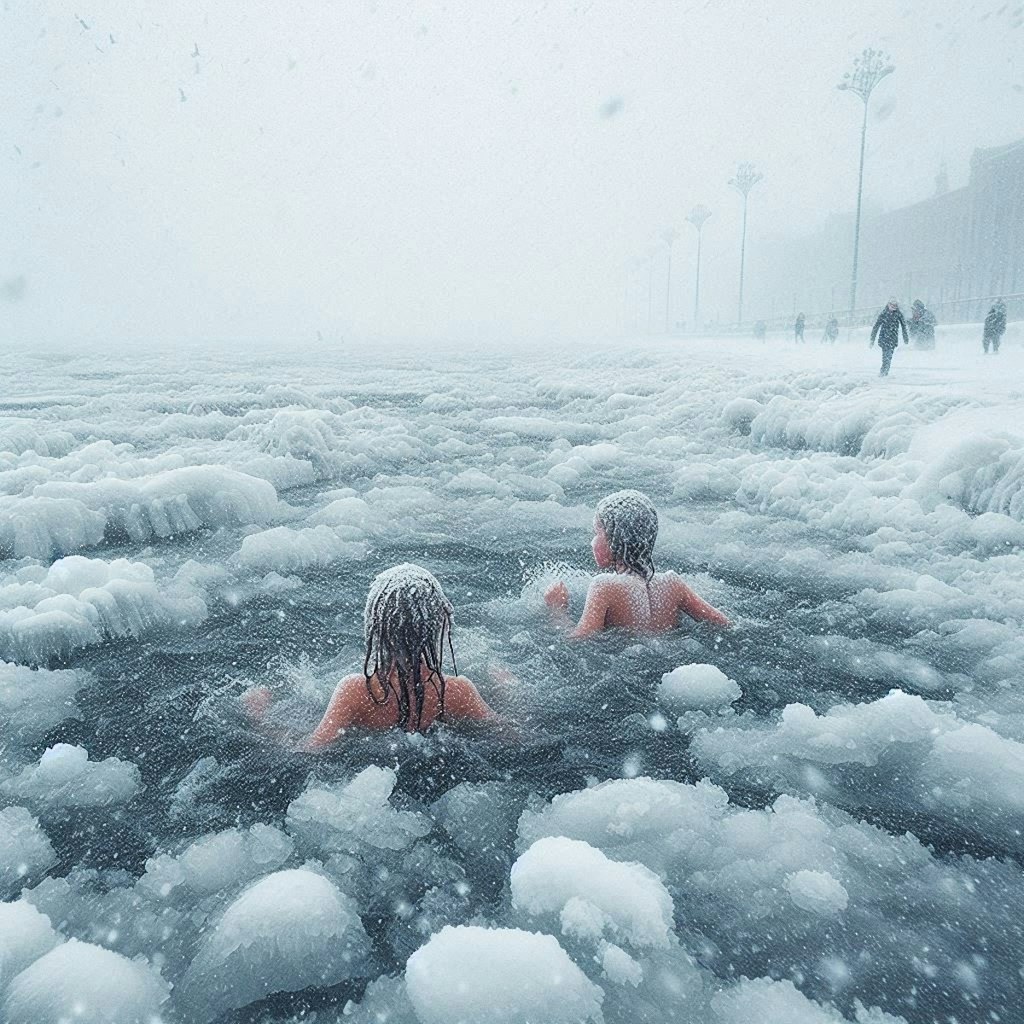 【謎画像】海水浴の冬！