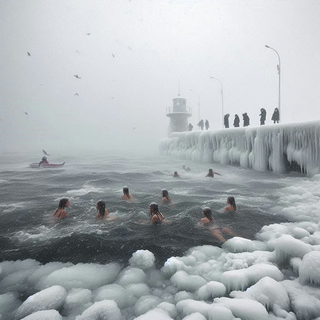 【謎画像】海水浴の冬！