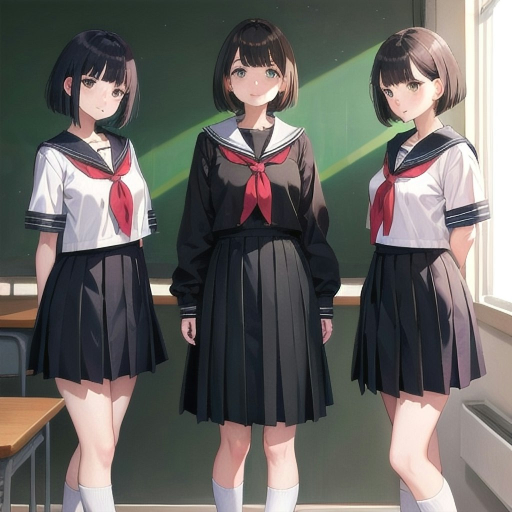 ３人のセーラー服