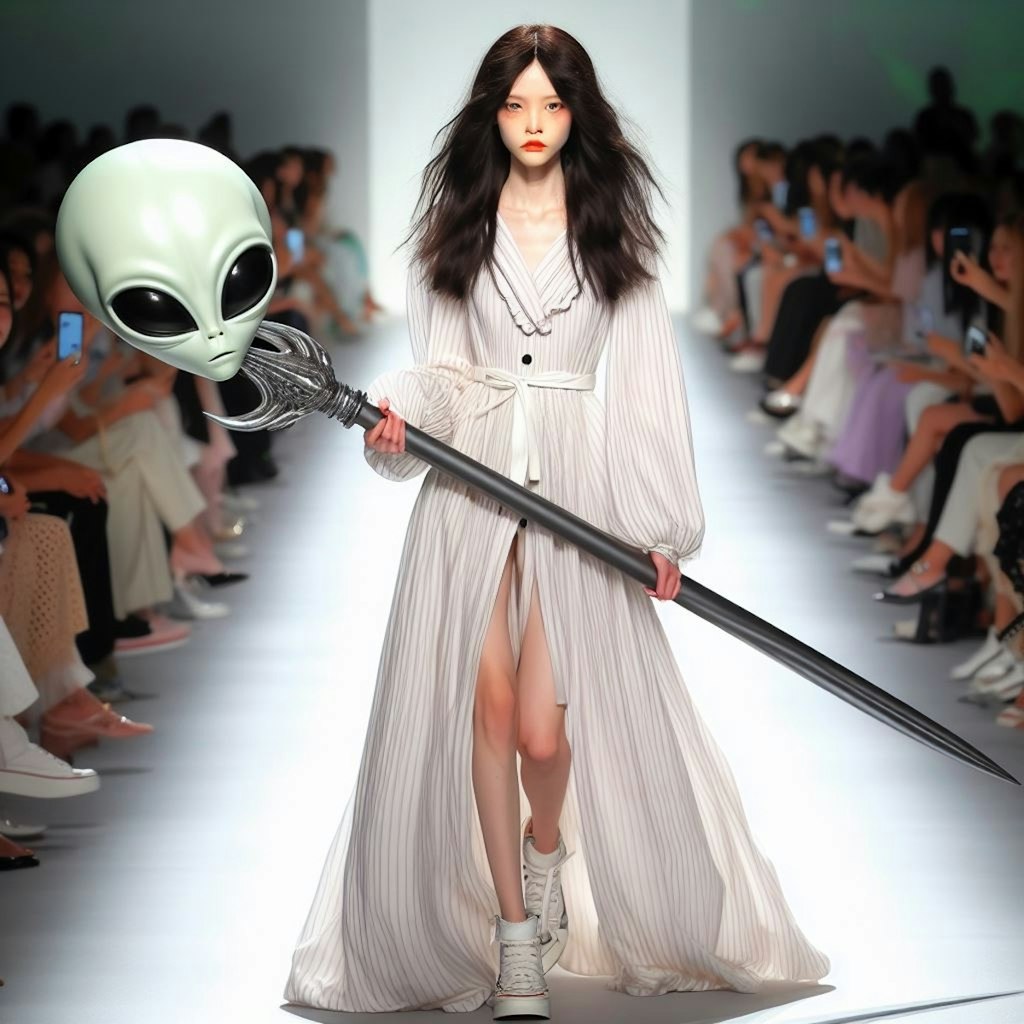 【謎画像】エイリアンを討ち取ってからファッションショーに出るスーパーモデル