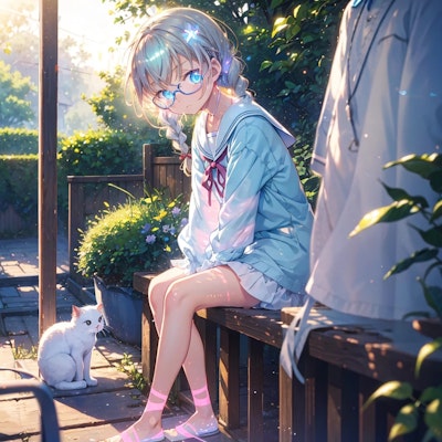 猫とメガネ少女