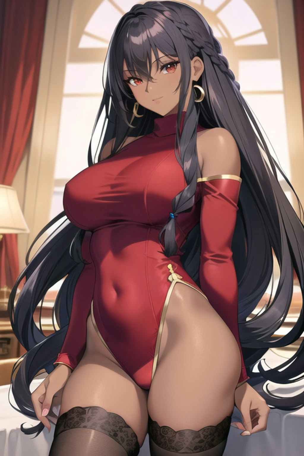 褐色ニットセータードレスギャル2