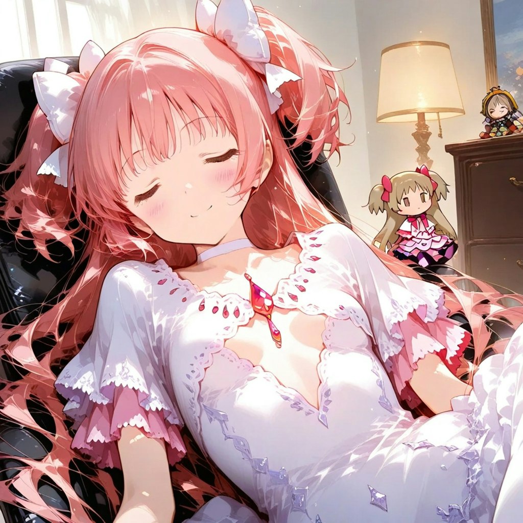 座って居眠りしているアルティメットまどか