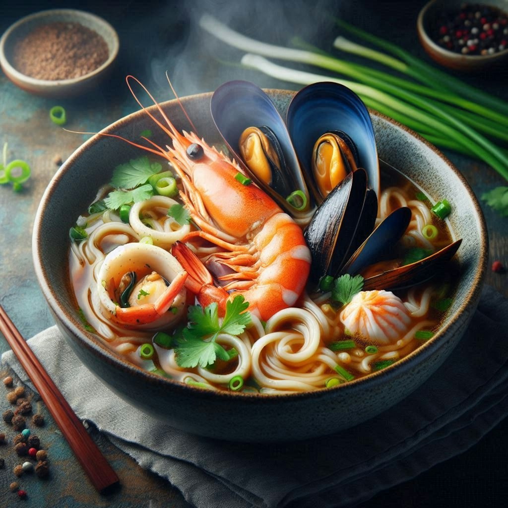 真剣に作ったseafood noodle