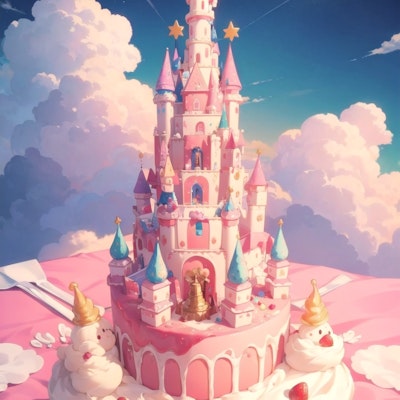 祝一周年：ケーキの塔