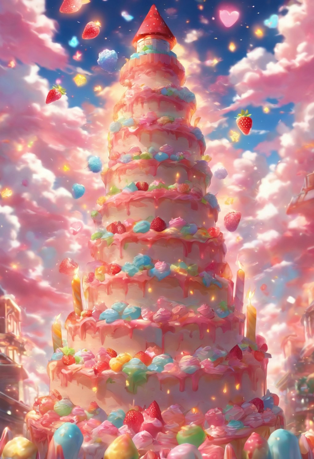 祝一周年：ケーキの塔