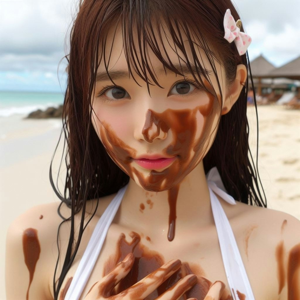 ビキニ女子とチョコレート