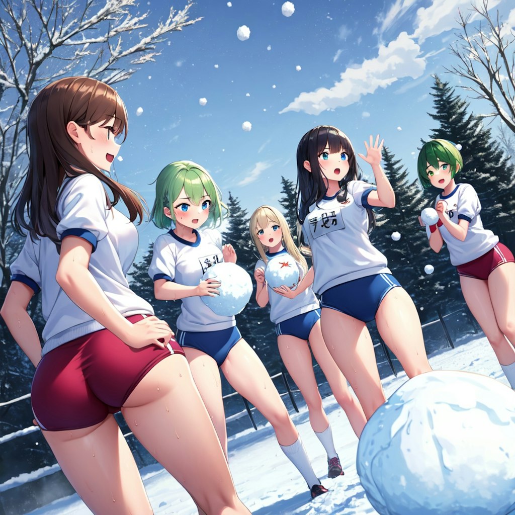 緑髪っ娘の雪遊び