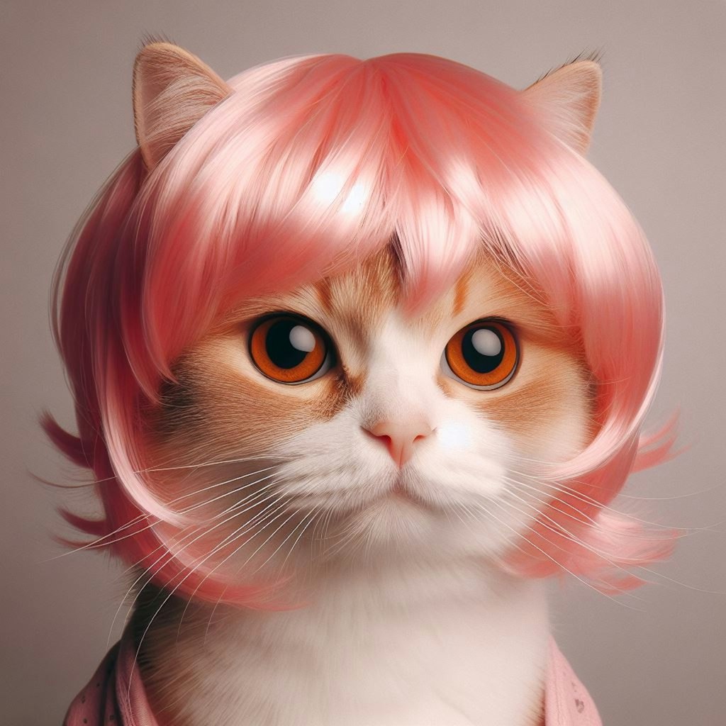 ピンク髪の猫