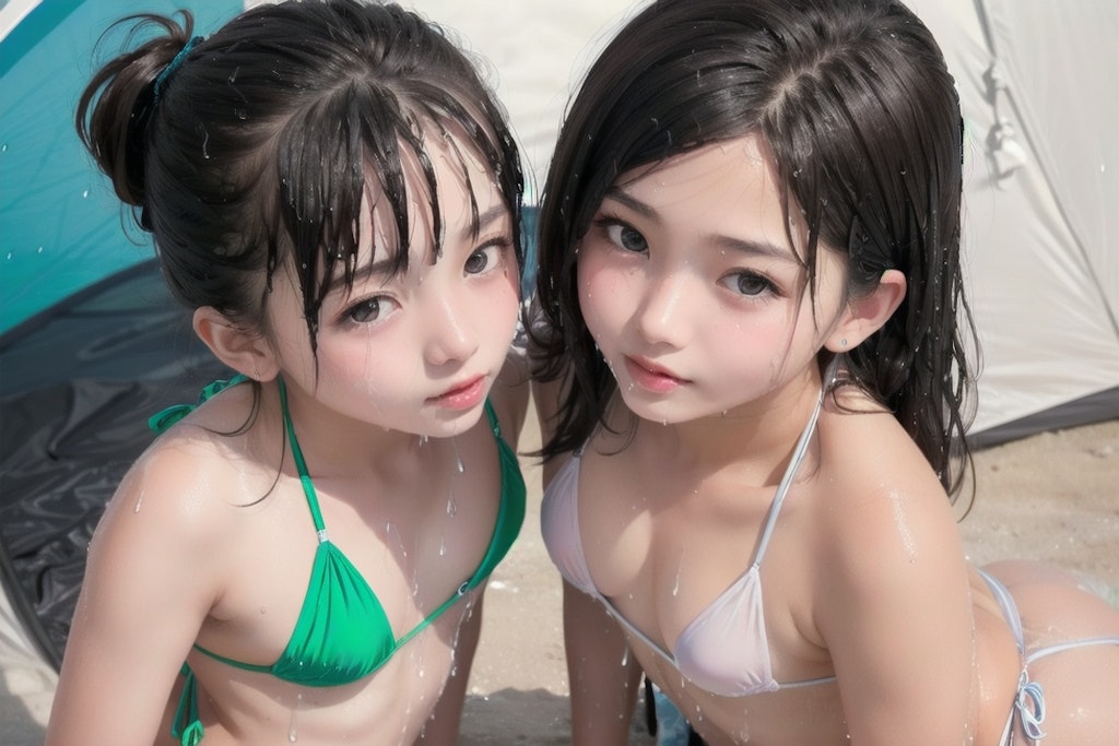 海キャンプで出会ったエロいマイクロビキニのちっぱいな女の子たち 12選