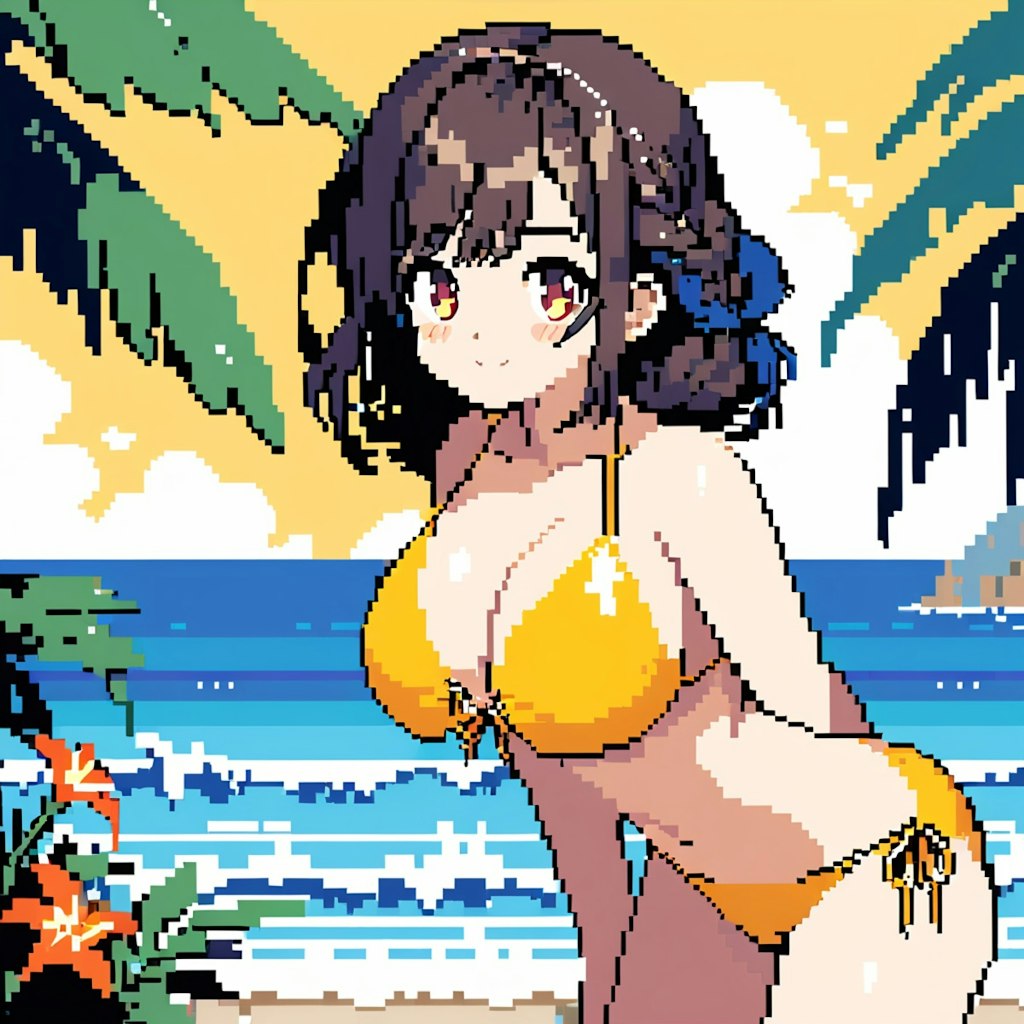 三つ編み水着pixel art