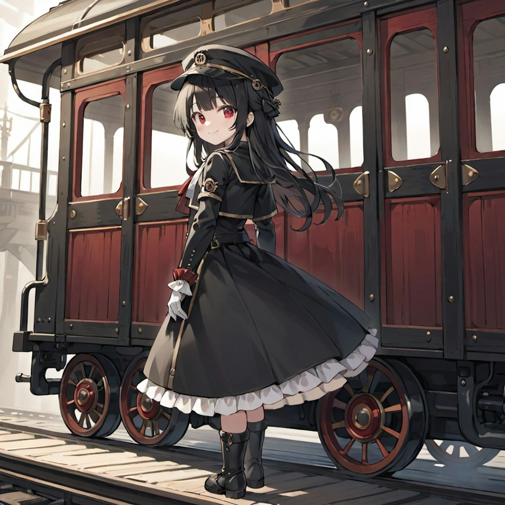 黒い制服の鉄道少女のファンアート