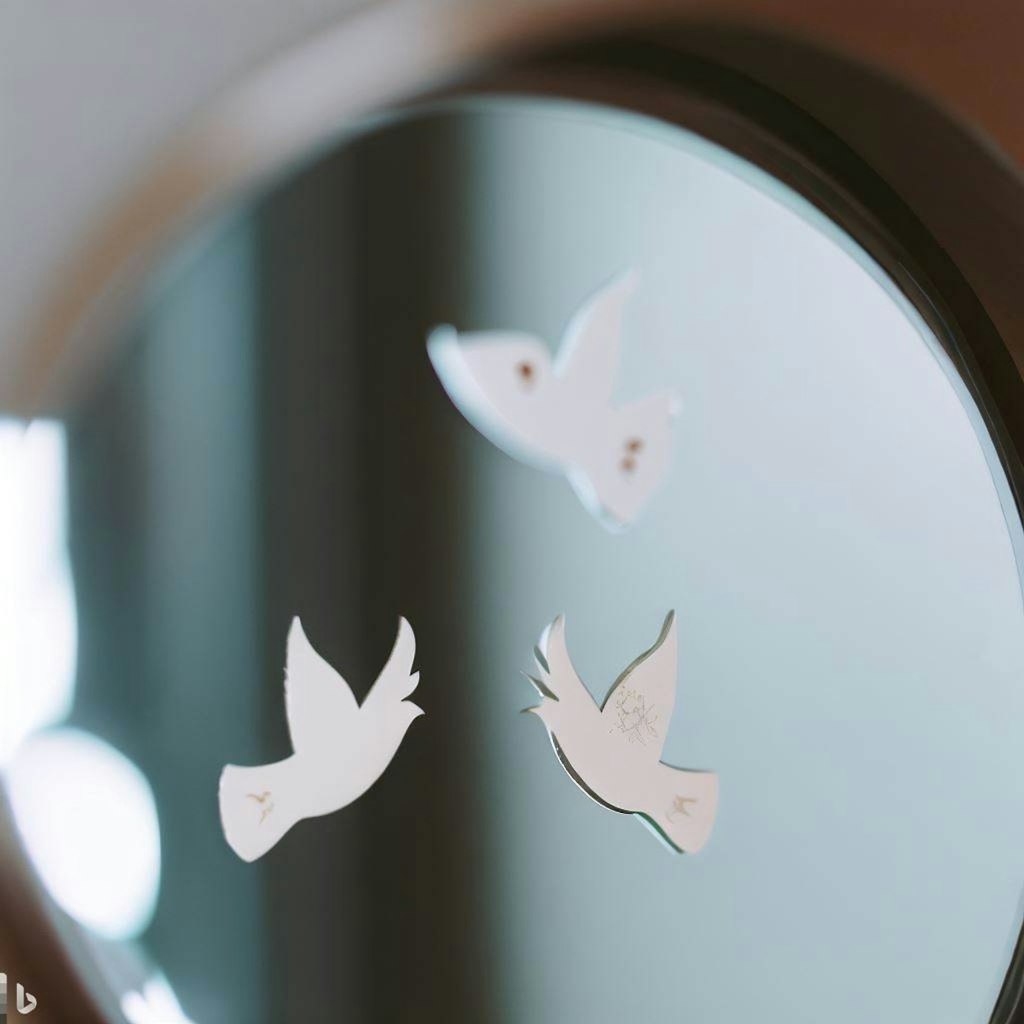 Bird stickers on mirror
