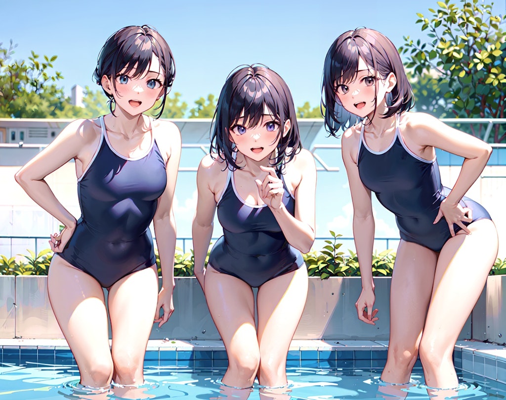 スク水の３人