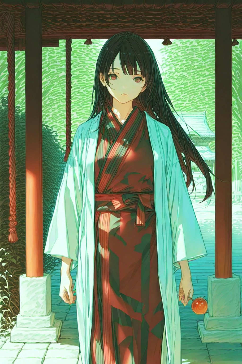 浴衣で夏祭りの境内を巡る
