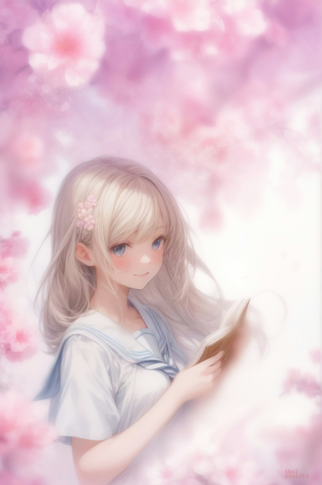 桜の下の読書