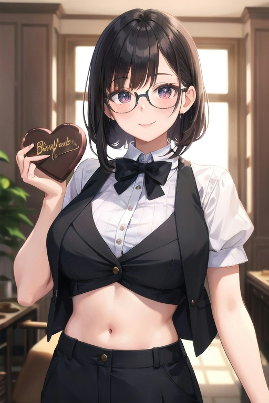 かっこかわいいパフ袖好きのタキシード美少女のロマンティックバレンタイン