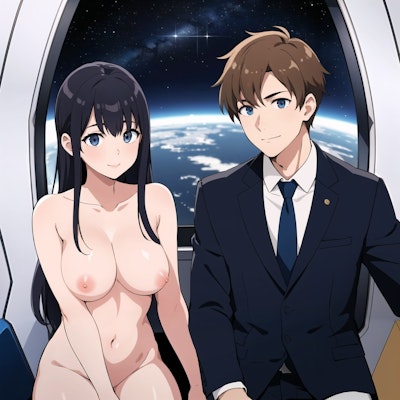 宇宙ホテルでイケメンと全裸美少女が宿泊