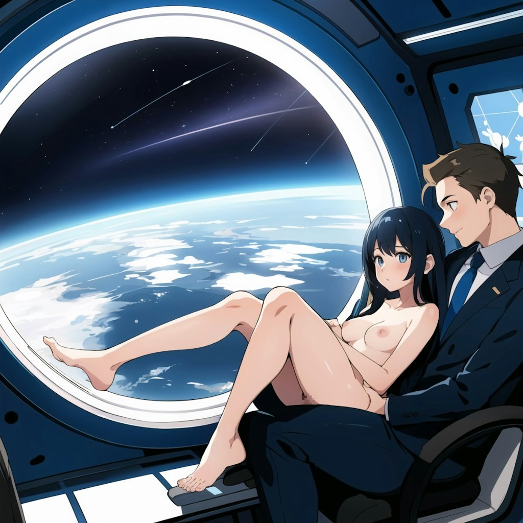 宇宙ホテルでイケメンと全裸美少女が宿泊