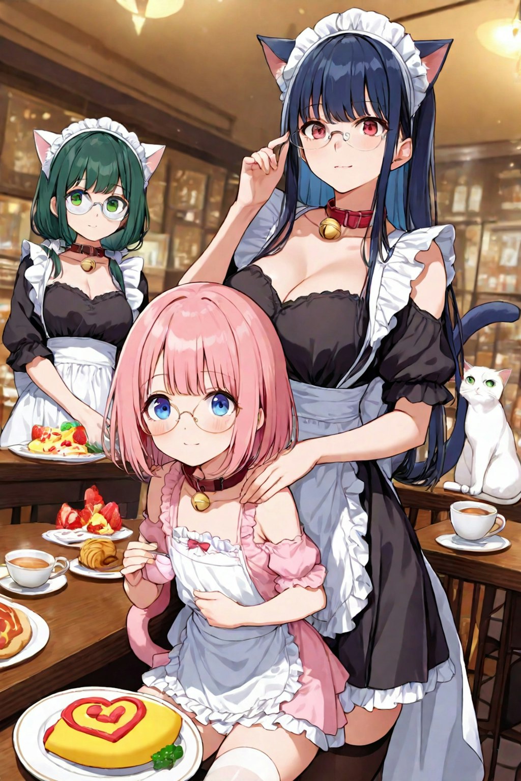 🐱猫耳娘のメイドカフェ🐾はい、アーン🥄(*´ω｀*)💗ハートのオムライス