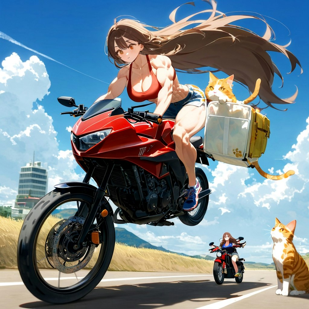 猫とバイクに乗る