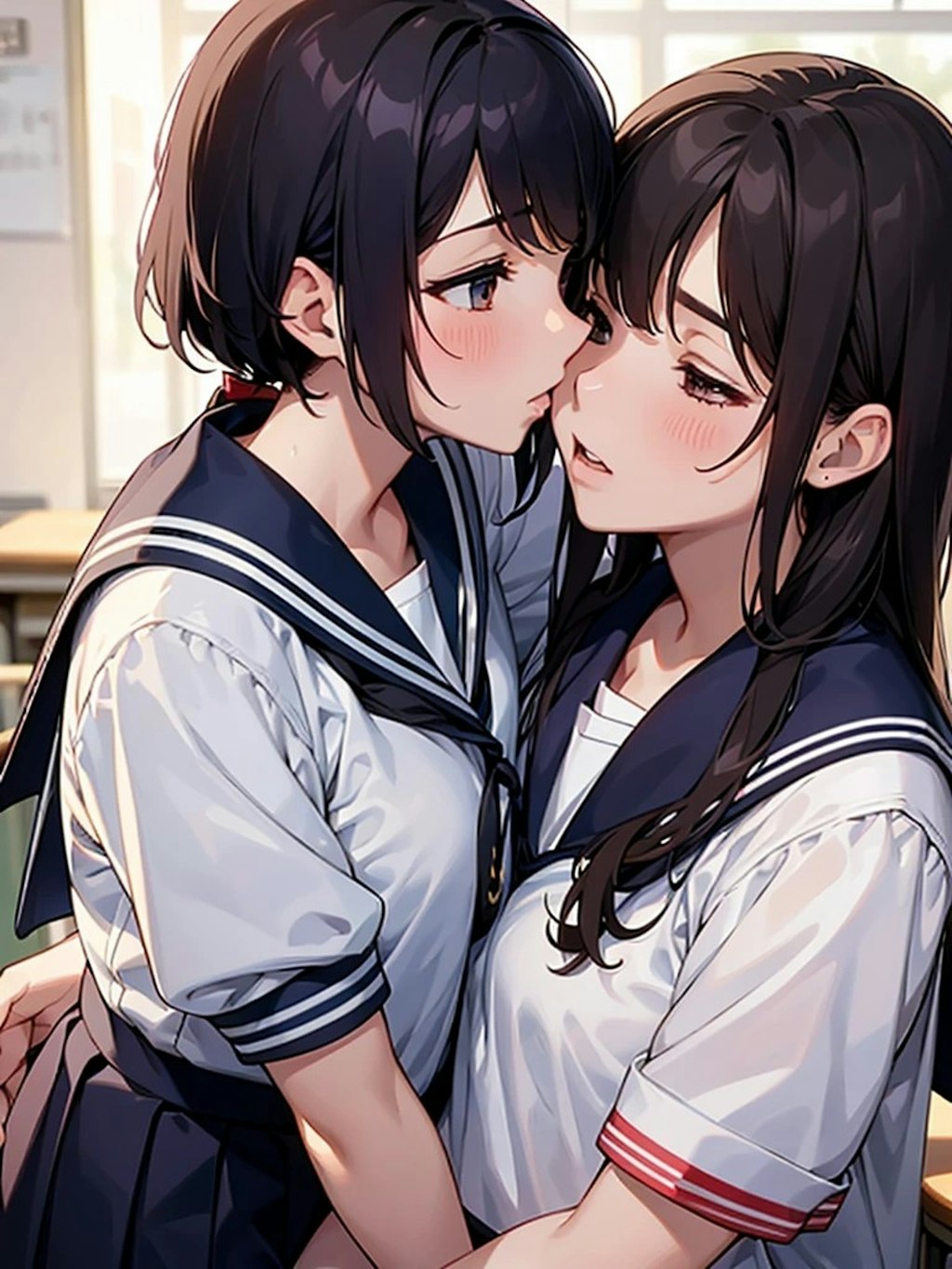 百合女子高生のキス