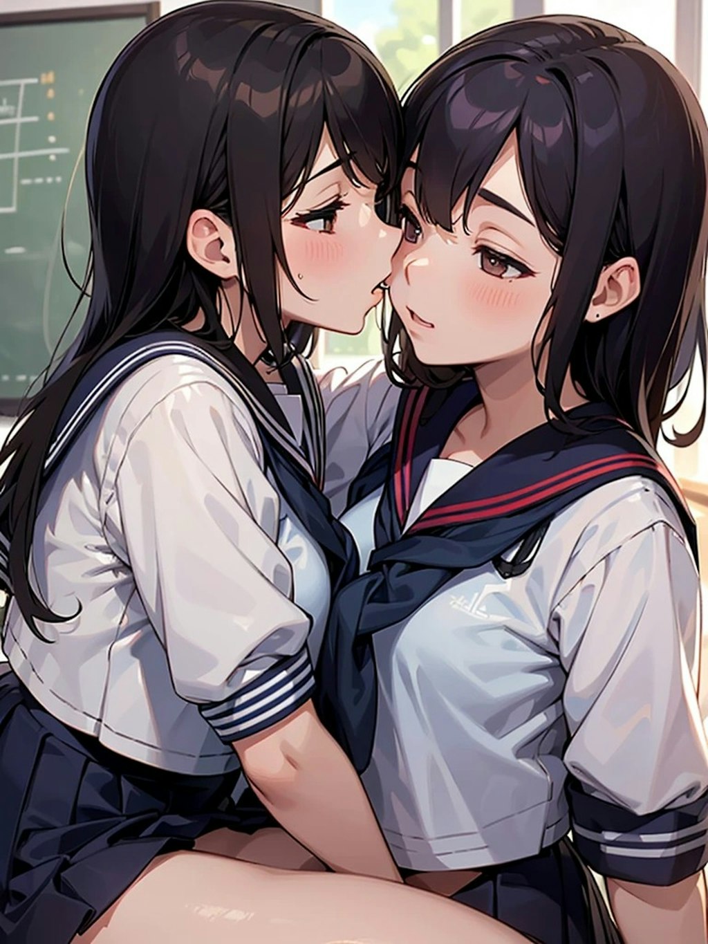 百合女子高生のキス